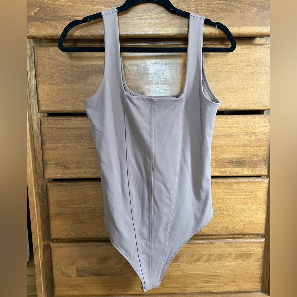 EUC - A&F Tan Corset bodysuit size large
